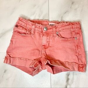 Hudson girls denim jean shorts coral raw hem 10